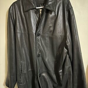Nicole Miller New York Men's Black Genuine Leather Jacket Blazer Size Medium
